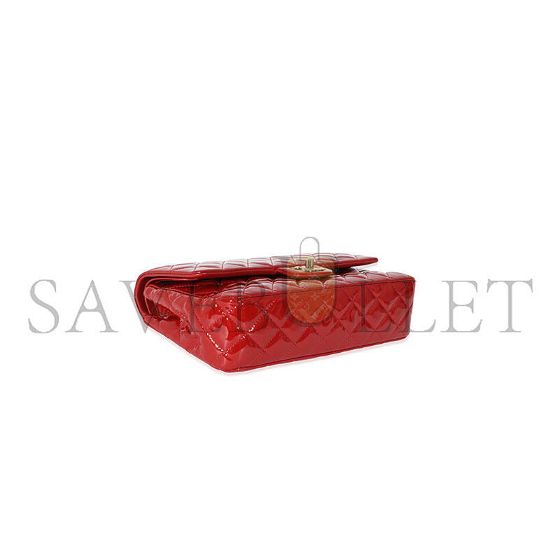 Ch**el red patent classic medium double flap (25*15*6cm)